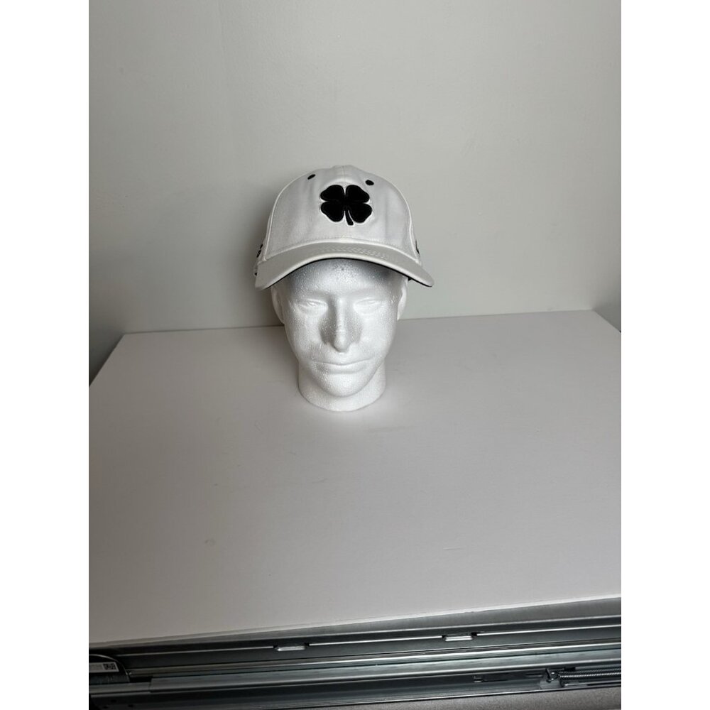 BLACK CLOVER Baseball Hat Mens L/XL Memory Fit Baseball Golf White W/Black Logo
